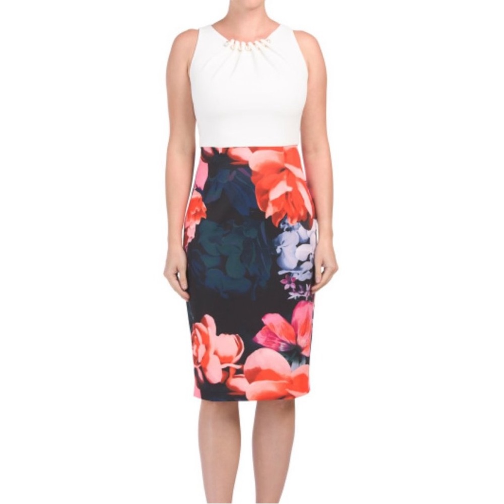 NWT NICOLE MILLER NEW YORK Pearl Trim Floral Dress 8